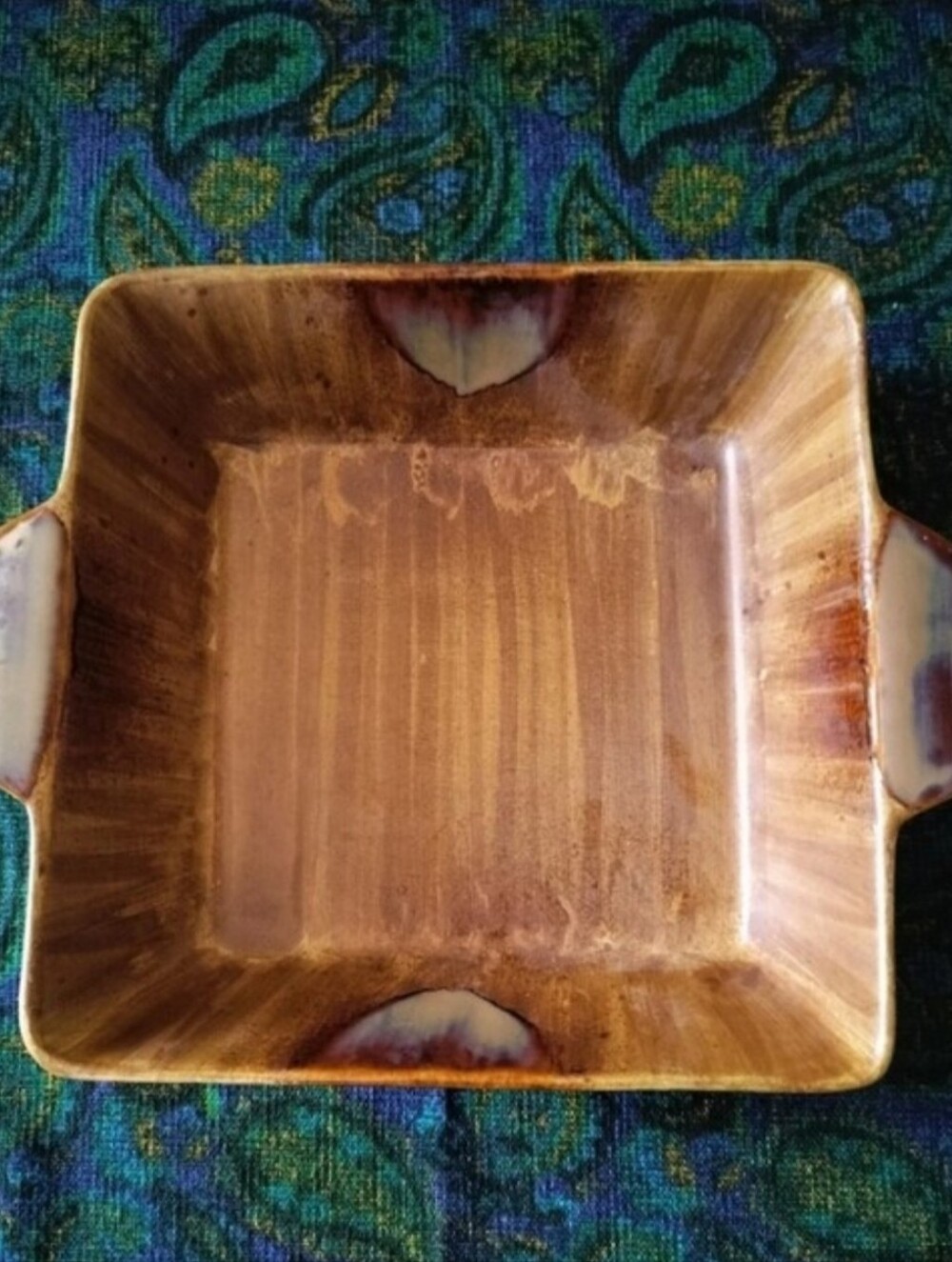 Sango Ceramic Square Baking Dish Vintage Honey Brown Glazed